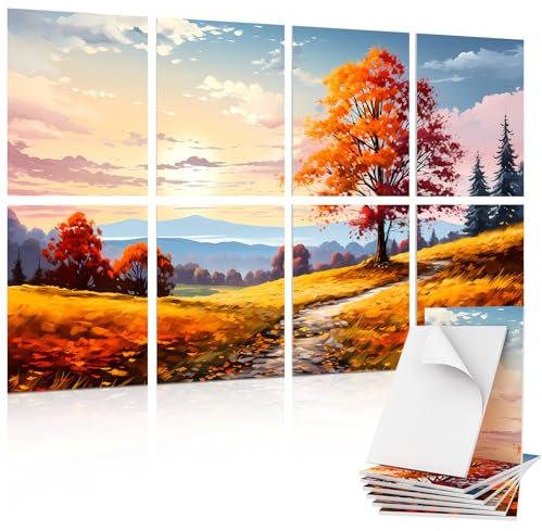 TONOR 8 Pack Art Panneaux Acoustiques Auto-adhésifs, Panneaux Muraux 48X32, Panneaux Absorbant le Son, Décoratifs Panneaux insonorisés, Traitement acoustique pour Studio, Bureau, Érablière