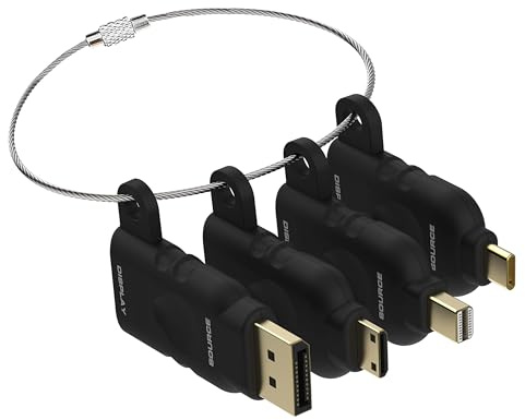 POCKET PANDA Kit de anillo adaptador HDMI universal 4K con bucle de seguridad, USB C, Displayport, Mini DP a HDMI, convertidor de vídeo de oficina, tres adaptadores con bucle de seguridad, kit