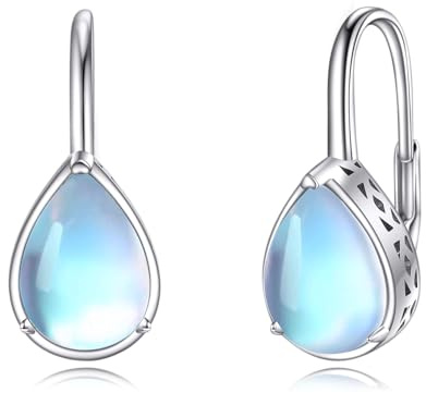 POPLYKE Opal/svart onyx/larimar/månsten/akvamarin/pärla/bärnsten/labradorit/turkos/malakit/Lapis lazuli/leverback, örhängen i sterlingsilver, smyckespresent för flickor, Sterlingsilver, Ingen ädelsten