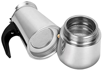 LeGDOr 1 Stück Kaffeekanne aus Edelstahl, italienische Kaffeemaschine, tragbar, für Campingkocher, Herd, Espressokanne, Latte, Cappuccino, Tropfkaffeemaschine, Küchenbedarf, Büro, Sanduhr, Gas