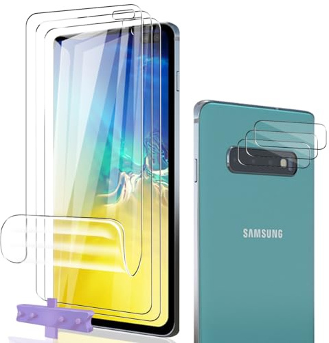Phlleyaa Schutzfolie für Galaxy S10 Plus - TPU 3 Stück + Panzer Schutz Glas Kameraschutz 3 Stück, Anti-Kratzer, Einfache Montage, Bläschenfrei für Panzerglas Folie