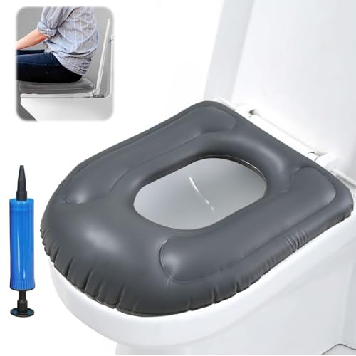 Cuscini Gonfiabili, Rialzo WC per Anziani, Sedile WC Regolabile in Altezza per Alleviare Il Dolore, Adatto per Sedia da Toilette o Sedia a Rotelle, 47 x 39 x 8 cm,Grigio