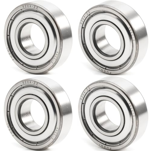 FUSHIBEARING 6204ZZ 20x47x14mm Metall Doppeldichtung, 6204-2Z ABEC-5 Chromstahl Vorgeschmierte Deep Groove Kugellager 4er-Packung (6204ZZ 20x47x14mm)