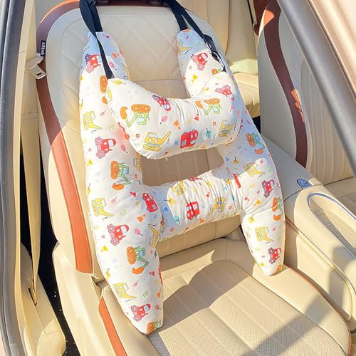 UrCreat Reisekissen Kinder Kopfstütze Auto Set, Kopfhalter Auto Schlaf Kind, H-Form Auto-Schlafkissen Reise-Nackenstütze, Kissen für Autofahrt, Autokissen Nackenkissen für Lange Reisen (A)