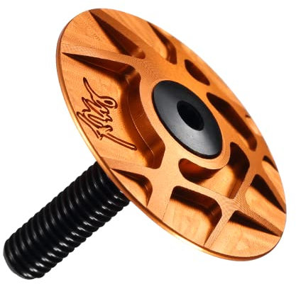 WANGSHAOWEI SteuersäTze Aluminium Ahead-Cap Tune-Cap Bolt Steuersatz-Vorbaukappe 7075 Steuersatz-Oberkappe Extraleicht 5 g Bearbeitete Oberkappe Fahrradzubehör(ORANGE)