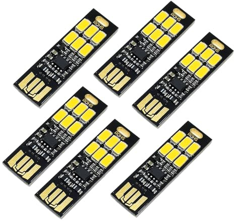 6 stycken USB-lysdioder, led superljus, ultratunn 6 led-touch dimmer nyckelring för dator tangentbord (varm vit)
