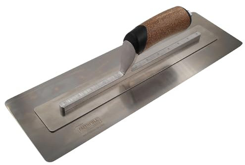 Faithfull FAIPTFLEX16C Flex Finishing Trowel, High-Grade Stainless Steel Plastering Hand Tool with Ergonomic Cork Handle - 400mm (16”)