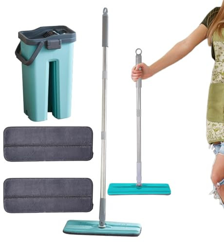 trapeador para pisos de madera,trapeador para pisos de madera - Trapeador Lavable para Trapear Pisos,Trapeador para pisos con rotación de 360 ​​grados, trapeador para polvo con cubo y almohadillas par