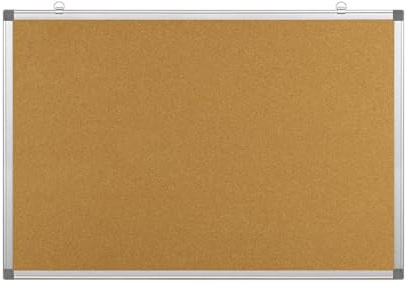 Office PRODUCTS Bacheca In Sughero, Bacheca 60x45 cm, Cornice In Alluminio, Ideale Per Casa E Ufficio, Montaggio Verticale E Orizzontale, 1 Pezzo