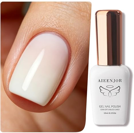 Aieenjor UV Nagellack, Milchig Weiß UV Gel Nagellack, LED Soak-Off Gel Nail Polish Geeignet für Anfänger Nail Art Salon DIY Home, 8ML