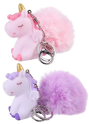 CLISPEED 2stücke Einhorn Schlüsselanhänger Aus Plüsch Cartoon Design Anhänger Für Rucksack Und Tasche Kuscheltier Schlüsselanhänger Für Junge Mädchen Und Mädchen Vinyl Und Plüsch Materialie