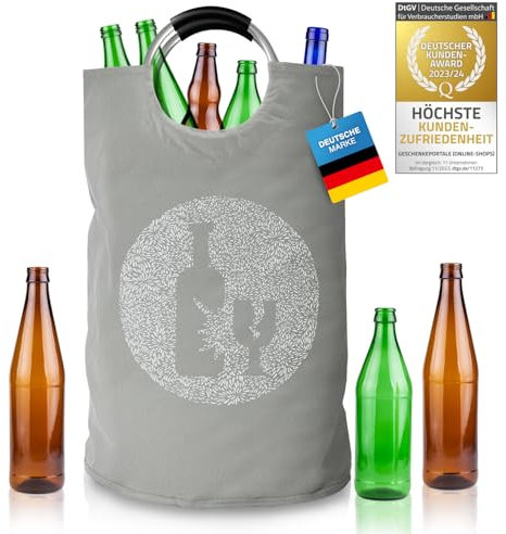 Dimono® Flaschensammler Pfandflaschen-Sammler; Recycling Pfandbehälter, Flaschenkorb & Spielzeugtaschen; Leergut-Korb, Spielzeugbeutel & Wäschekorb, Faltbarer Haushalts-Organizer uvm. (Glas & Einweg)