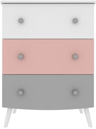 Vicawu KINDERKOMMODE WEIß, GRAU UND ROSA Ringo, Matt weiß/grau/pink, 68 x 45,3 x 92 cm, Kinderkommode weiß, grau und rosa