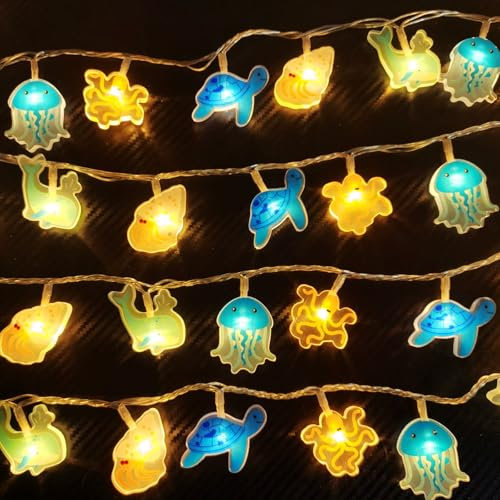 CHENBOOW Catena luminosa,Animali Marini 3m,Lucine Led Decorative,Striscia Luminosa,Ghirlanda Luminosa Cameretta,Luci a LED,Luce Notturna,per Camerette dei Bambini