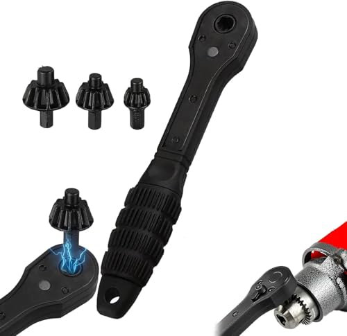 MUMQAQ Llave de portabrocas de trinquete 2 en 1, herramienta de repuesto universal para taladro, 4 llaves de taladro de hierro, compatible con la mayoría de taladros eléctricos y herramientas