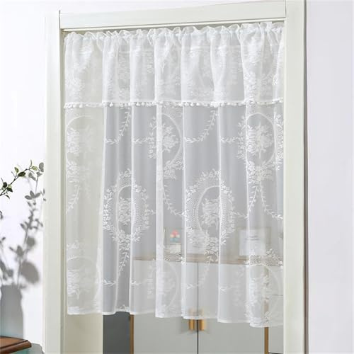 AQCQDQ Scheibengardine Bistrogardine Boho, Kurzgardine Landhausstil Vintage Vorhänge Aus Baumwolle Mit Quaste, Bistro Modern Blickdicht Vorhang Küchenschrank, Staubdichter (B-BxH 150x90 cm)