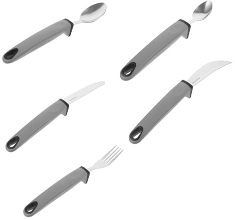 HOLIDYOYO 5pièces Couverts Argenterie Acier Inoxydable Ustensiles Lestés Adaptés Personnes Âgées Couteaux Fourchettes Cuillères Kitchen Silverware Set