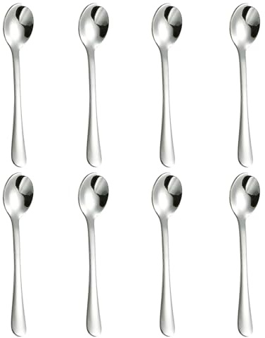 8 Stück Kleine Löffel aus Edelstahl Tiny Edelstahl 7,5 x 1,5 cm Große Mini-Gewürzlöffel Süße Löffel Cute Small Gewürz für Gewürze, Salz, Zucker