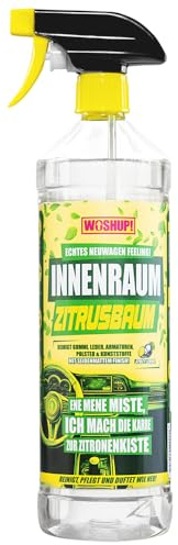 WOSHUP! Innenraumreiniger Auto -1000ml- Cockpit Reiniger für Kunststoff, Polster, Armaturen & Leder Cockpitpflege für Auto und Wohnmobil mit Tiefenreinigung - ph-neutral Zitrusduft (1 Liter)