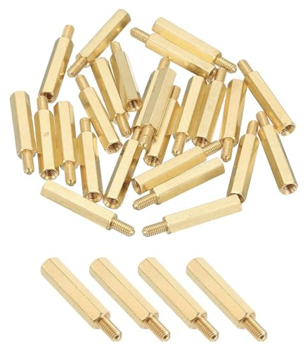 PATIKIL M3 Messing Sechskant Abstandshalter 25 Stück PCB Motherboard Abstandsschrauben Für Drohne Quadcopter Computerbau Elektronikprojekte Leiterplatte Gold (M3 x 20mm+6mm)