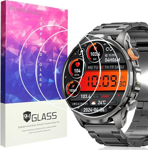 Lamshaw Protector de Pantalla para AK90 Smartwatch[3 Pack ] - Cristal Templado 9H - Compatible con DEKELIFE ak90 1.91 SmartWatch (3Piezas)