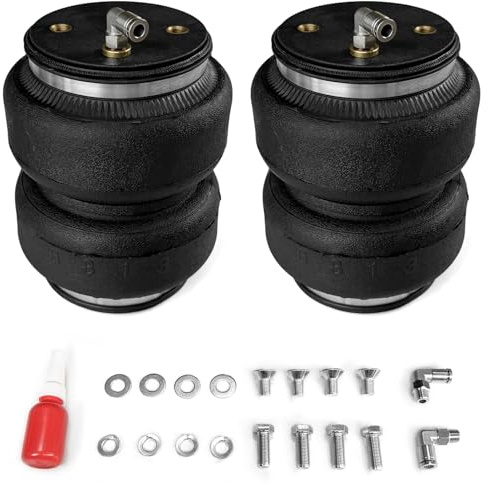 FLOVENTIS 2PCS Universal Air Suspension Spring Double Bellow Standard 5000 lbs 1/8NPT Single Port Air Ride Strut Assembly for Chevy/GMC/Ram/Ford Trucks (7X2B5813)