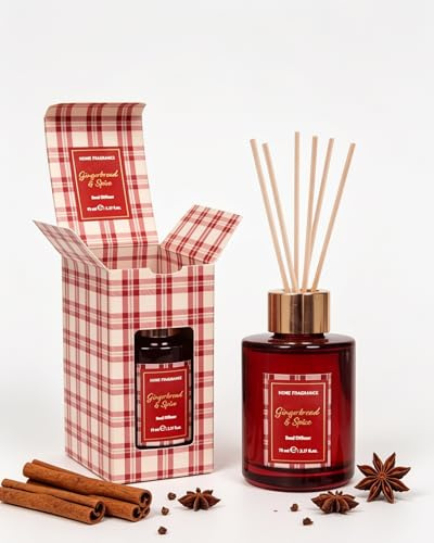 Europe Centre - Reed Diffuser bundle Air Freshener for Home - Office | Gingerbread & Spice Fragrance Oil Diffuser 70ml / 2.37fl.oz. | Pack of 2