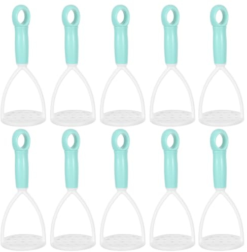 Amosfun 10pcs Potato Masher, 6'' Small Manual Ricer with Plastic Handle, Food Smasher Set for Potatoes, Eggs, Avocado - Green