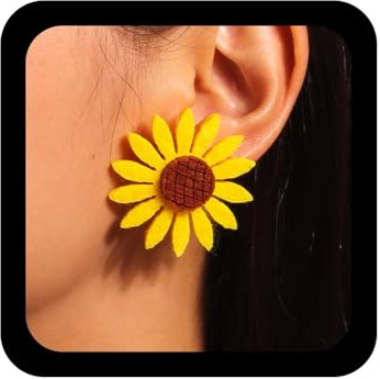 Xmsrn Grandes boucles d'oreilles à tige vintage en velours jaune tournesol pour mariage