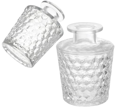 ARTSEWPLY Botellas Difusoras de Fragancia 2 Piezas Vidrio Transparente Diseño Cono Invertido en Forma de Diamante Capacidad 100 Ml y 150 Ml para Aromaterapia y Decoración del Hogar