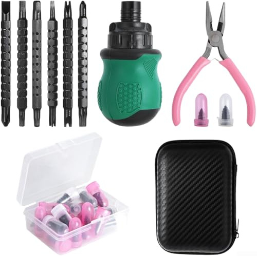 Set di attrezzi per riparazione pneumatici, con inserti in gomma, pinze, cricchetto a tre punti e teste di taglio, adatto per pneumatici di veicoli, moto e biciclette