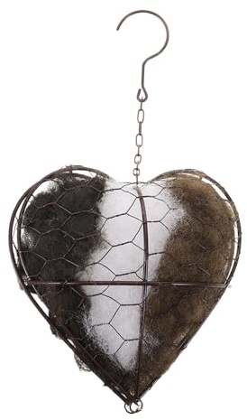 Yardenfun Corazón de Nido de pájaro de Fibra de Alpaca Hecho a Mano, Soporte de Material para Nido de pájaro de jardín, Refugio de Invierno para periquitos y colibríes en árboles al Aire Libre.