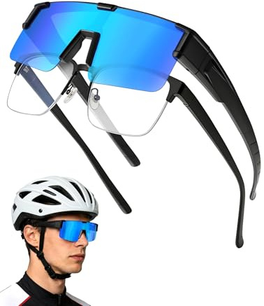 MELLIEX Überzieh Sonnenbrille für Brillenträger Herren & Damen, Polarisierte Sonnenbrille Schnelle Brille Sportbrille Radbrille mit UV400 Schutz für Outdoorsport