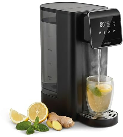 Seeger Heisswasserspender - heißes Wasser in Sekunden, 8 Temperaturstufen (40-100°C), 2.5 liter, Digitaler Touchscreen, für Babynahrung geeignet, BPA-frei, SGR1150BK
