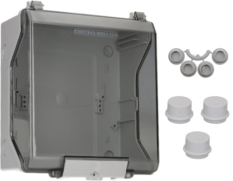 Hensel KG9003 KV-Leergehäuse - IP 66 Kleinverteiler für Einbaugeräte | Robustes Kunststoffgehäuse, 253 x 217 x 115 mm, metrische Vorprägungen, staubdicht für den Außenbereich