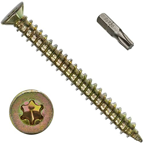 20, 7.5 Ø x 80mm Concrete Frame Fixing Screw - Window/Door/Screws with Free TORX 30 BIT with Every Order - Free UK DELIVERY
