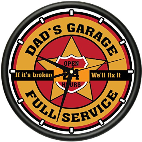 SignMission Dad's Garage Wall Clock Man Room car Mechanic auto Repair Shop Gift