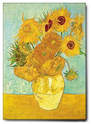 Giallobus - Gemälde - Vincent Van Gogh - Sonnenblumen - Leinwand mit Standardrahmen - 100L x 140l cm - Bereit zum Aufhängen - Moderne Gemälde