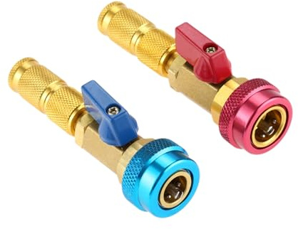 Aupoko R134A R12 Valve Core Quick Remover Installer Kit, Adjustable High Pressure (Red) and Low Pressure (Blue) Valve Core Removing and Recharging Tool for Air Conditioner, Pack of 2