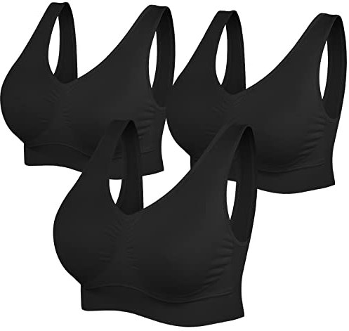 SIMIYA Damen Bequem BH, Klassische Frauen Bustier, Push Up und Ohne Bügel, 1er Pack 3er Pack, 4XL, 3 Stück Schwarz