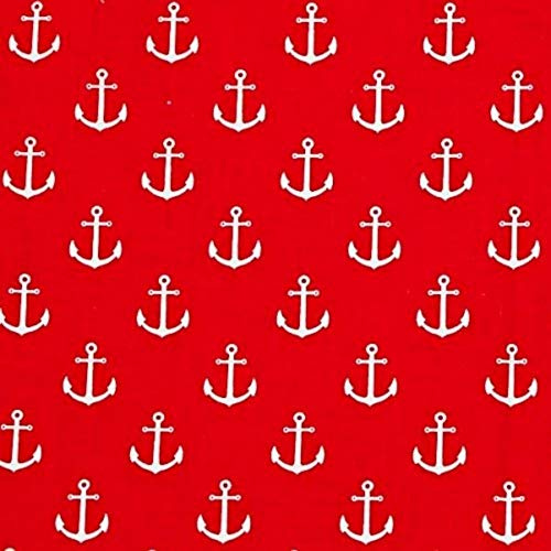 11,99€/m Anker 100% Baumwolle Baumwollstoff Kinder Meterware Handwerken Nähen Stoff (Anker Rot Weiß, 100x160cm (11,99€/m))