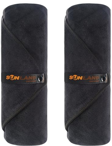 SUNLAND Microfiber Gym Bath Towel Ultra Soft Travel Camping Towel Super Absorbent Swimming Sport Yoga Sweat Towels with Straps for Men Women 24inchX48inch Black 2 Pack