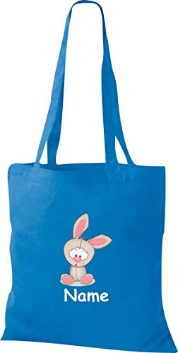 Shirtinstyle Stoffbeutel Tasche, Tiermotiv Hase mit Wunschnamen, Natur Zoo Tiere Animal, Geschenk, Baumwolltasche, Logo, Spruch, Verwandschaft, Motiv, Farbe Orange