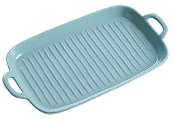 ZHANGXIAO Teglia Padella in Ceramica Parte Inferiore A Strisce Utensili da Cucina per Forno, Torta, Torta, Pizza, Frigo Freezer & Lavabile in Lavastoviglie (Colore : Blu)
