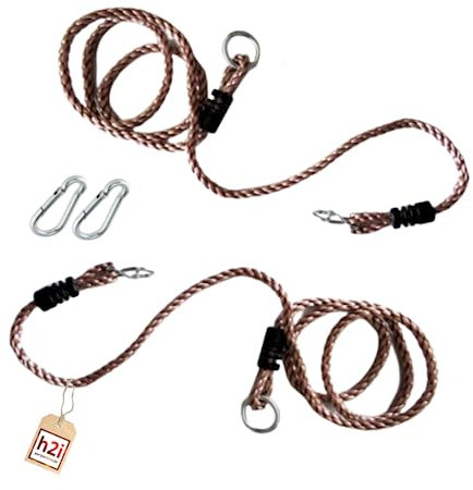 h2i Schaukelseile | Seil für Schaukel inkl. Karabiner | höhenverstellbare Seillänge | Schaukelseil Verlängerung | wetterfestes Ersatzseil für Schaukel | 2 Stück
