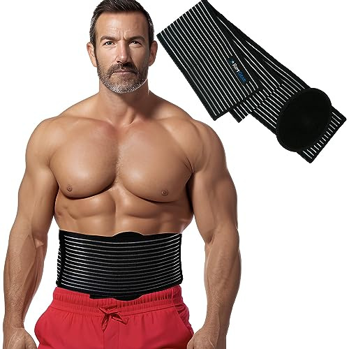 RiptGear Umbilical Hernia Belt for Men and Women - Abdominal Support Binder with Compression Pad - Supports Waist and Tummy after Surgery, Postpartum, and Belly Button Hernia Aid (Small/Medium)