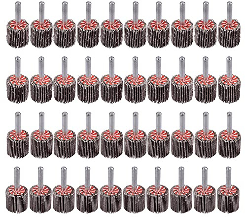 Rocaris 40 Pack Flap Wheel 1 x 1, 1/4 Mounted Shank Aluminum Oxide Grit# 60,80,120,240 for Drill