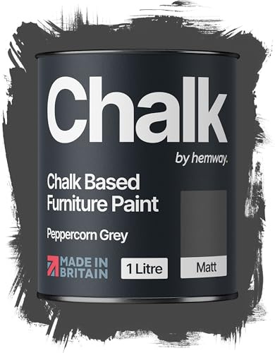Hemway Chalk Based Furniture Paint, Peppercorn Grey 1L, Matt Finish | Shabby Chic, Chalk Paint Furniture & Walls, Quick Dry & 1 Coat