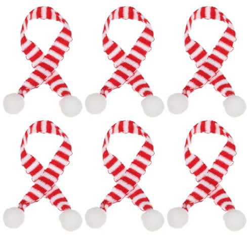 Happyyami 6Stücke Mini Weihnachts Schal für Rotweinflasche | Rot und Weiß Strickschal für Weihnachtsdekoration Weihnachtsweinflaschenabdeckung Strickschal Flaschen Festliche Tischdeko