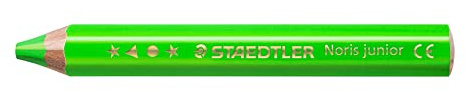 STAEDTLER Matita colorata 3 in 1 Noris junior colorata, cera e acquerello, verde fluo, extra infrangibile, ideale per bambini, per molte superfici, 6 matite colorate in verde fluo, 140-F5